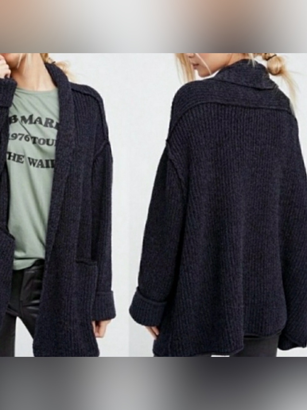 Free People Low Tide Oversized Knit Navy Blue Cardigan Open Front Sweater
m/l